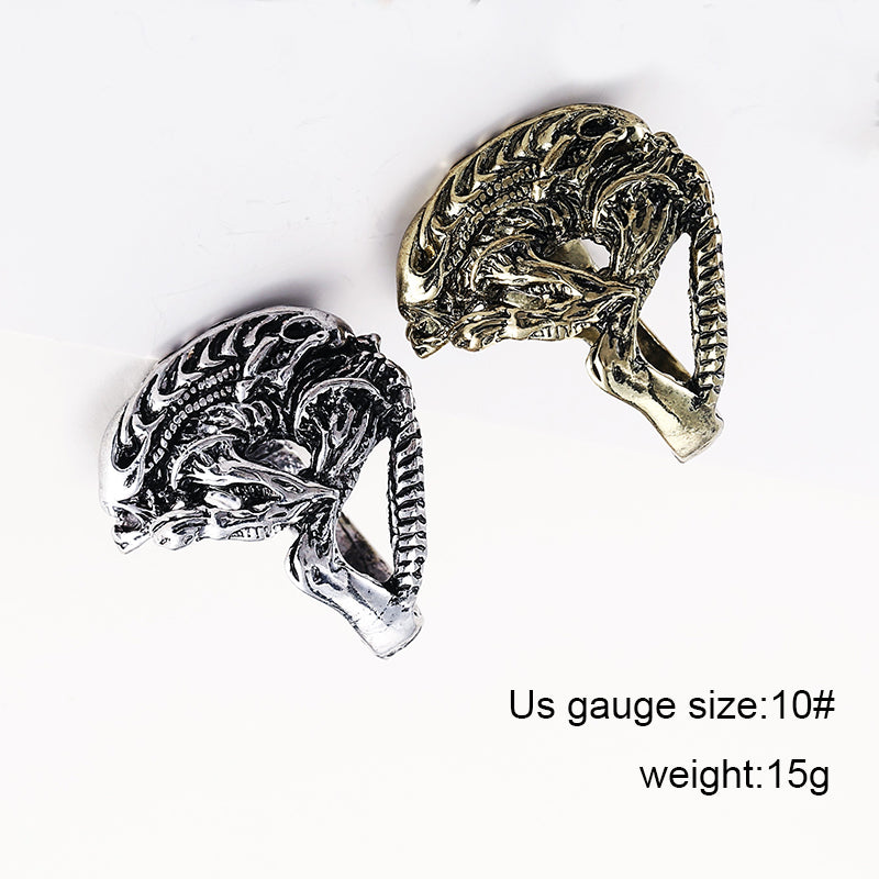 Hot selling AVP Alien Predator Punk Ring Alien Warrior Rings Cool Jewelry Animal Skull Biker Ring For Men and Women