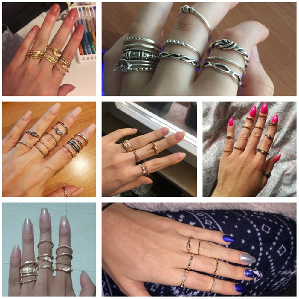 12pcs/Lot Eagle Crystal Gold Color Ring Set For Engagement Women Jewelry Midi Finger Ring Party For Girls Anillos