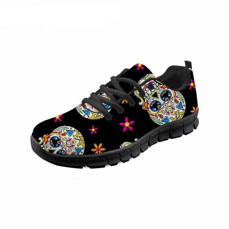 Skull Floral Fashion Casual Brand Flats Shoes Ladies Casual Sneakers