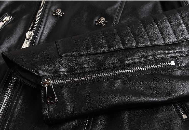 Men Leather Mens Skull Punk Veste Cuir Homme PU Leather Jackets motorcycle leather Coats Plus Size XXXL 4XL 5XL Fashion