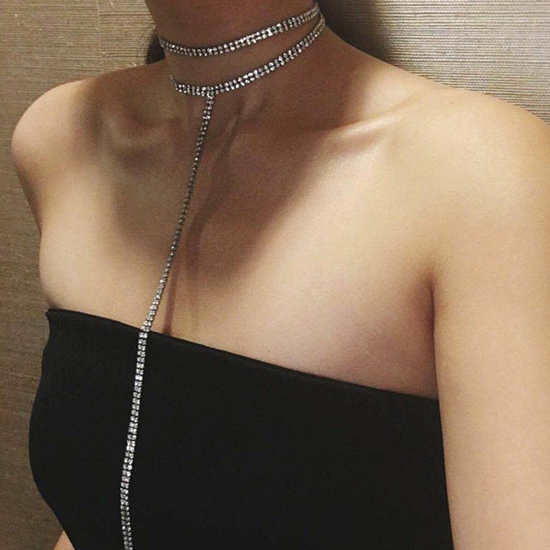 Hot Sell Luxury Collar Chokers Necklace Women Elegant Maxi Statement Rhinestone Choker Crystal Gem Necklaces