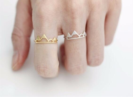 New Fashion Adjustable Ring Open Mountain Rings for Women Birthday Gift Charm Jewelry Finger Wave Rings Anillos Bague