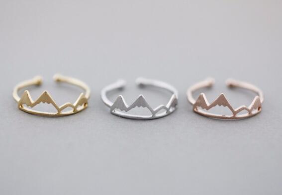 New Fashion Adjustable Ring Open Mountain Rings for Women Birthday Gift Charm Jewelry Finger Wave Rings Anillos Bague