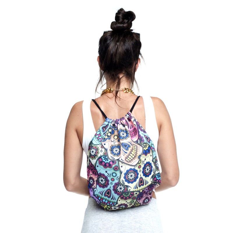 New skull Drawstring Bags 3D Printed Drawstring Backpack