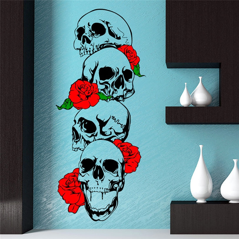 Wall Stickers Skull Skeleton Background Wall Sticker Removable PVC 57x45CM Wall Stickers Home Decor Living Room Skull