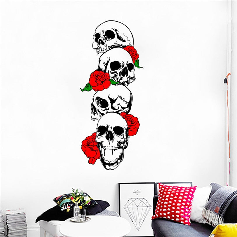 Wall Stickers Skull Skeleton Background Wall Sticker Removable PVC 57x45CM Wall Stickers Home Decor Living Room Skull