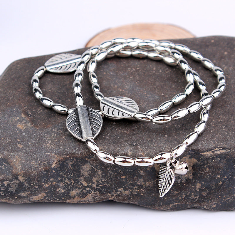 New Fashion Multilayer Retro Bohemia Round Leaves Anklet Beach Foot Jewelry Pull Bead Boho Anklet Bracelet For Women
