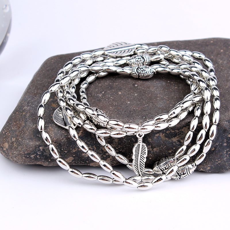 New Fashion Multilayer Retro Bohemia Round Leaves Anklet Beach Foot Jewelry Pull Bead Boho Anklet Bracelet For Women