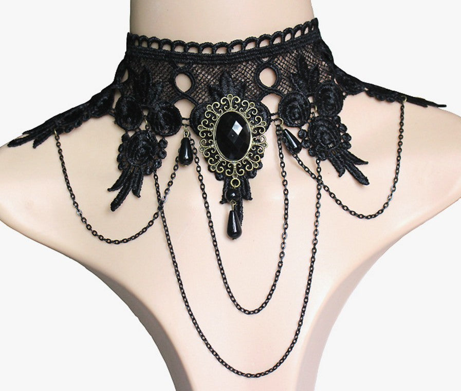 Kittenup New Fashion Gothic Necklace For Women Black Sexy Lace Short Choker Collar Statement Jewelry