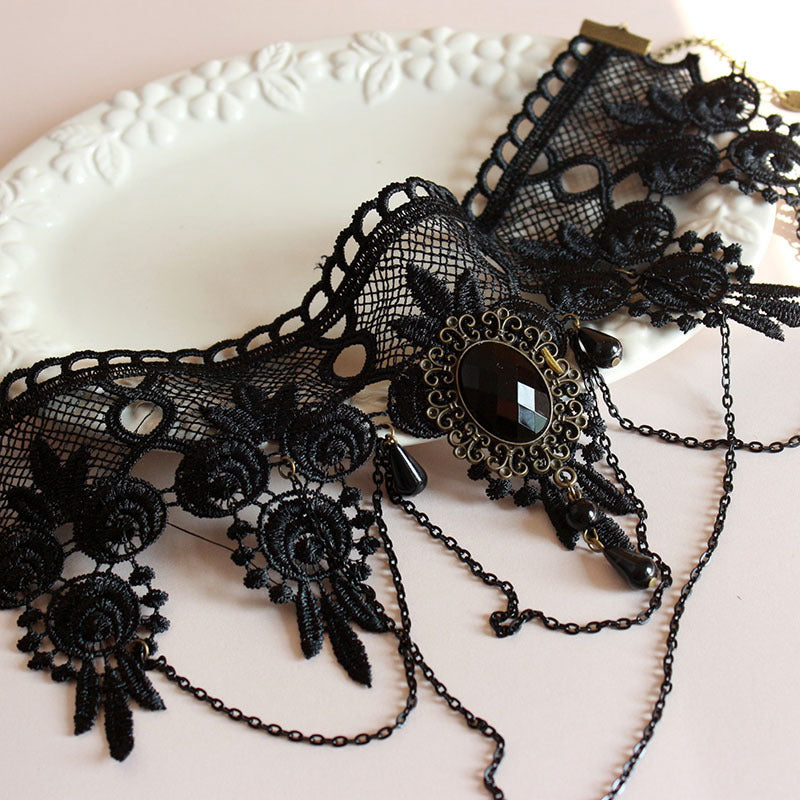 Kittenup New Fashion Gothic Necklace For Women Black Sexy Lace Short Choker Collar Statement Jewelry