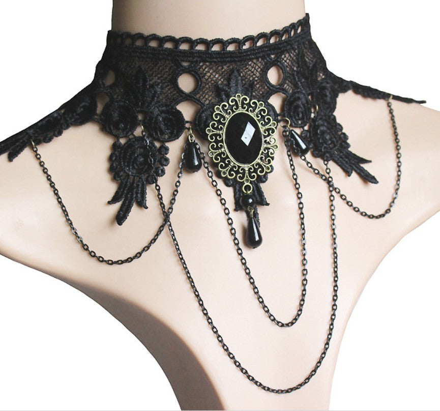 Kittenup New Fashion Gothic Necklace For Women Black Sexy Lace Short Choker Collar Statement Jewelry