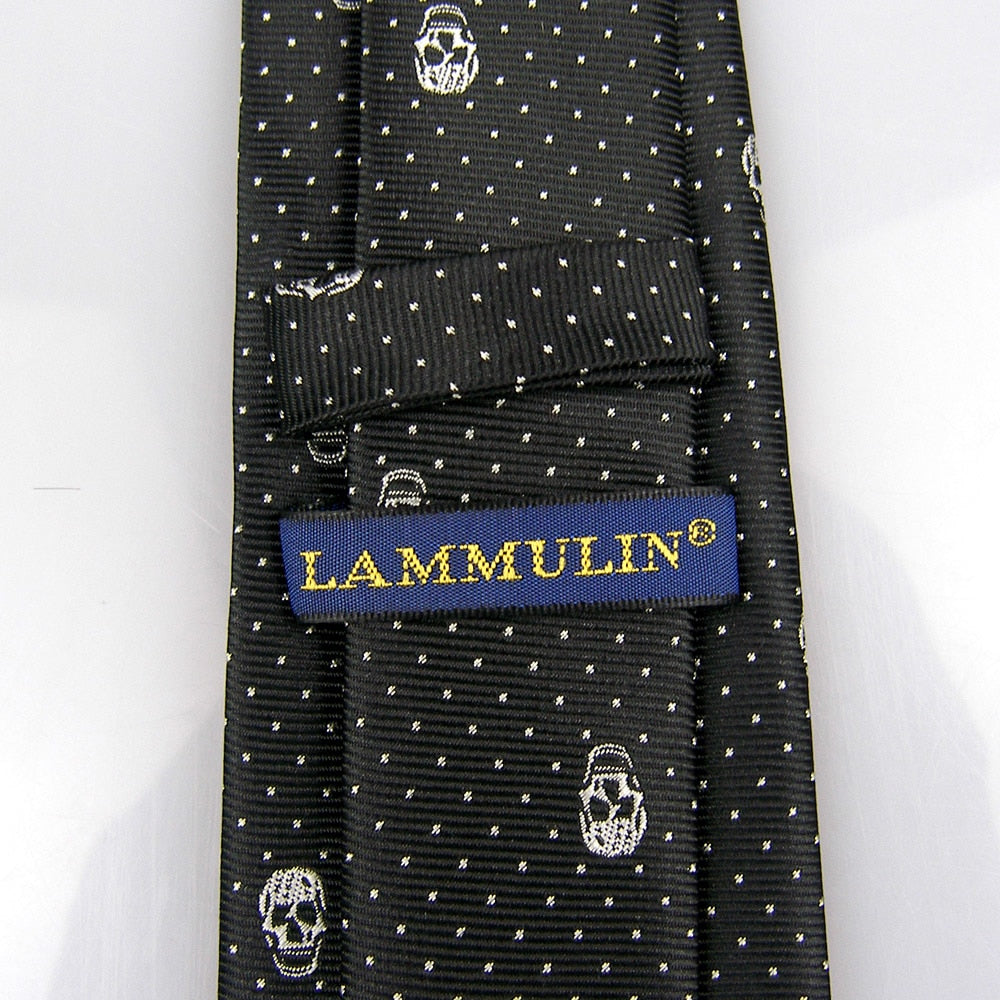 Ties Men's Suit Black with Silver Dot Skull head Pattern Halloween