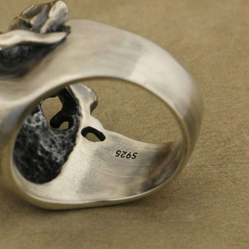 925 Sterling Silver Heavy Skull Ring Mens Biker Rock Punk Ring TA43 US Size 7~15