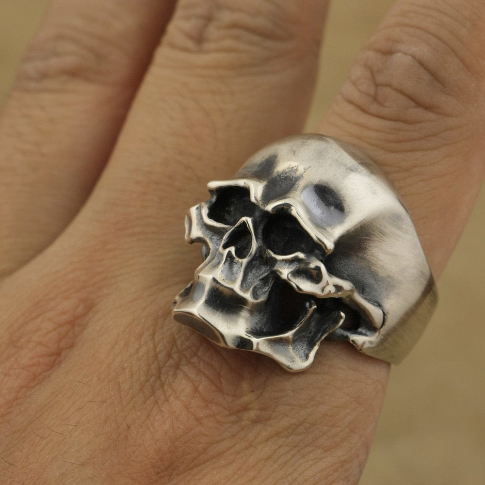 925 Sterling Silver Heavy Skull Ring Mens Biker Rock Punk Ring TA43 US Size 7~15