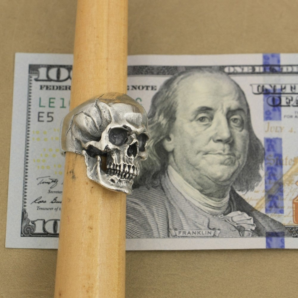 925 Sterling Silver High Detail Skull Ring Mens Biker Punk Ring TA50 US Size 7~15