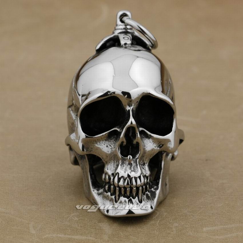 Huge Heavy 316L Stainless Steel Polished Skull Pendant