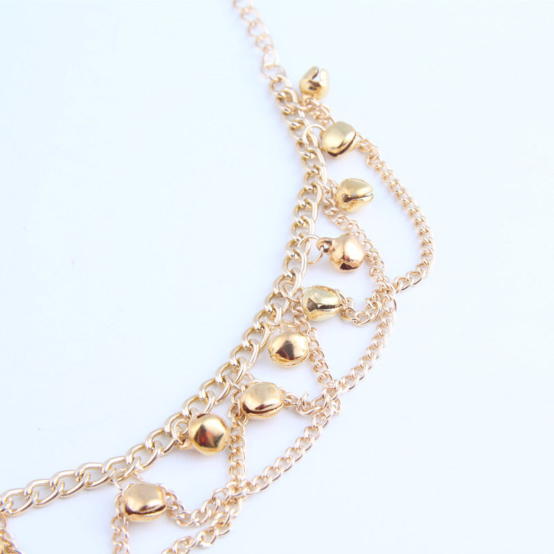 Anklets For Women Popular Golden Color Alloy Girls Bell Anklet Bead Chain Tassel Barefoot Sandal Beach Foot Jewelry