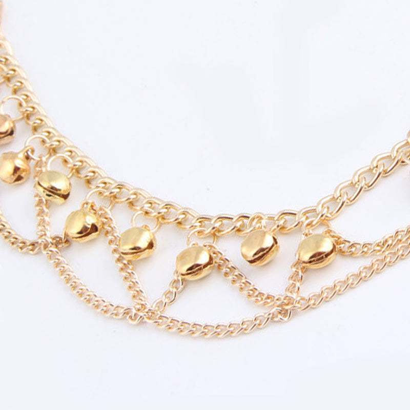 Anklets For Women Popular Golden Color Alloy Girls Bell Anklet Bead Chain Tassel Barefoot Sandal Beach Foot Jewelry