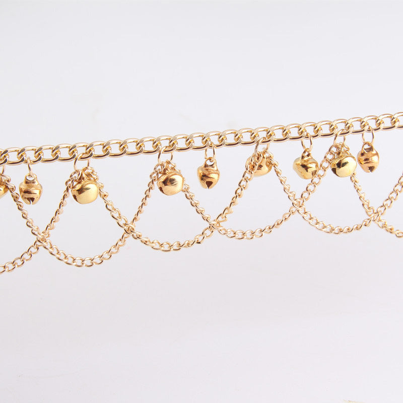 Anklets For Women Popular Golden Color Alloy Girls Bell Anklet Bead Chain Tassel Barefoot Sandal Beach Foot Jewelry