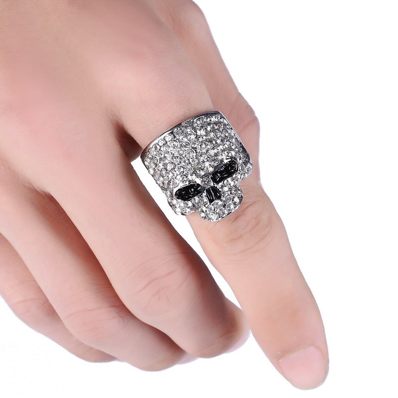 Fashion Rock Punk Gold Silver Black Crystal Skull Ring For Women Men Jewelry Gothic Biker Rings Party Gift