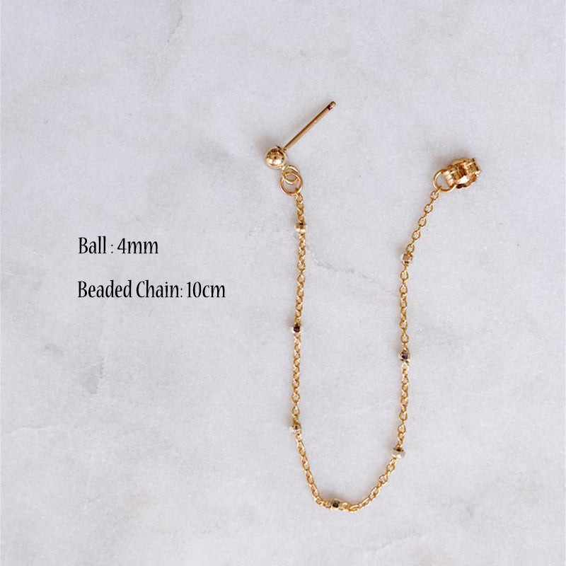 4mm Ball Tiny Beaded Chain Ear Jacket Earrings for Women Minimalist Thin Chain Earrings New Simple Ear Cuff Earrings