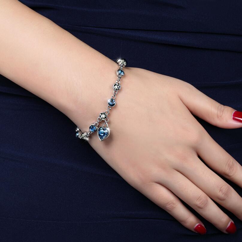 Fashion Bracelet Hot Wedding Female Heart Crystal Bracelets For Women Luxury Temperament Silver-Color Fine Jewelry Gift
