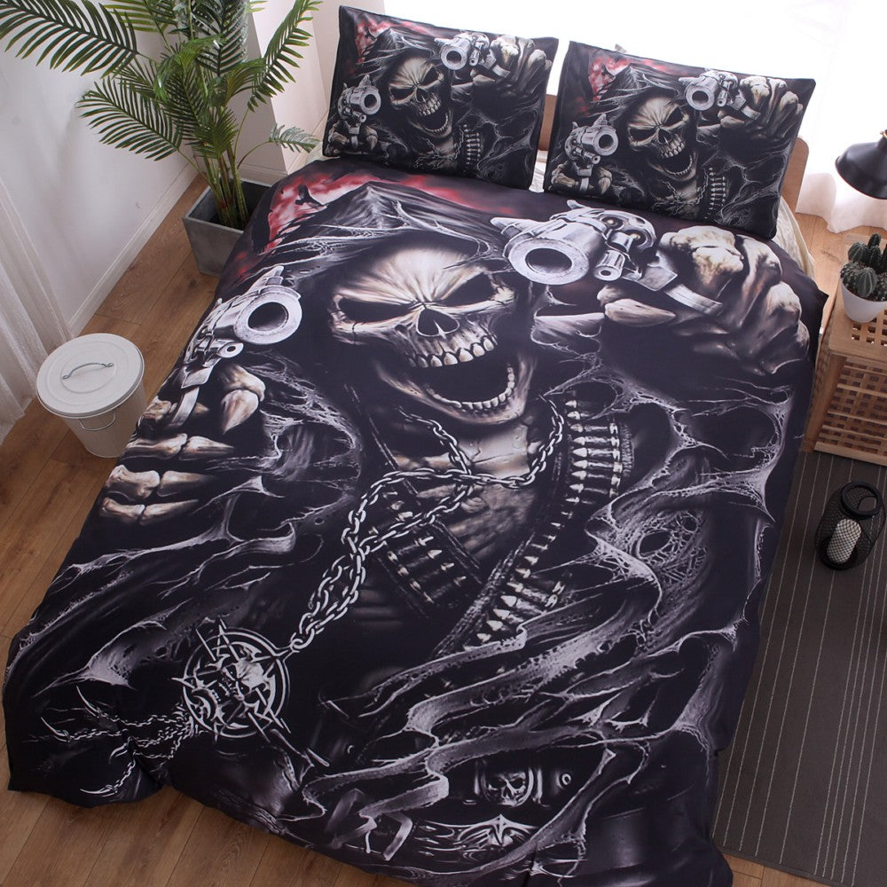 Warrior Skull Printed Duvet Cover Set 2/3pcs Single Queen King Bedclothes Bed Linen Bedding Sets