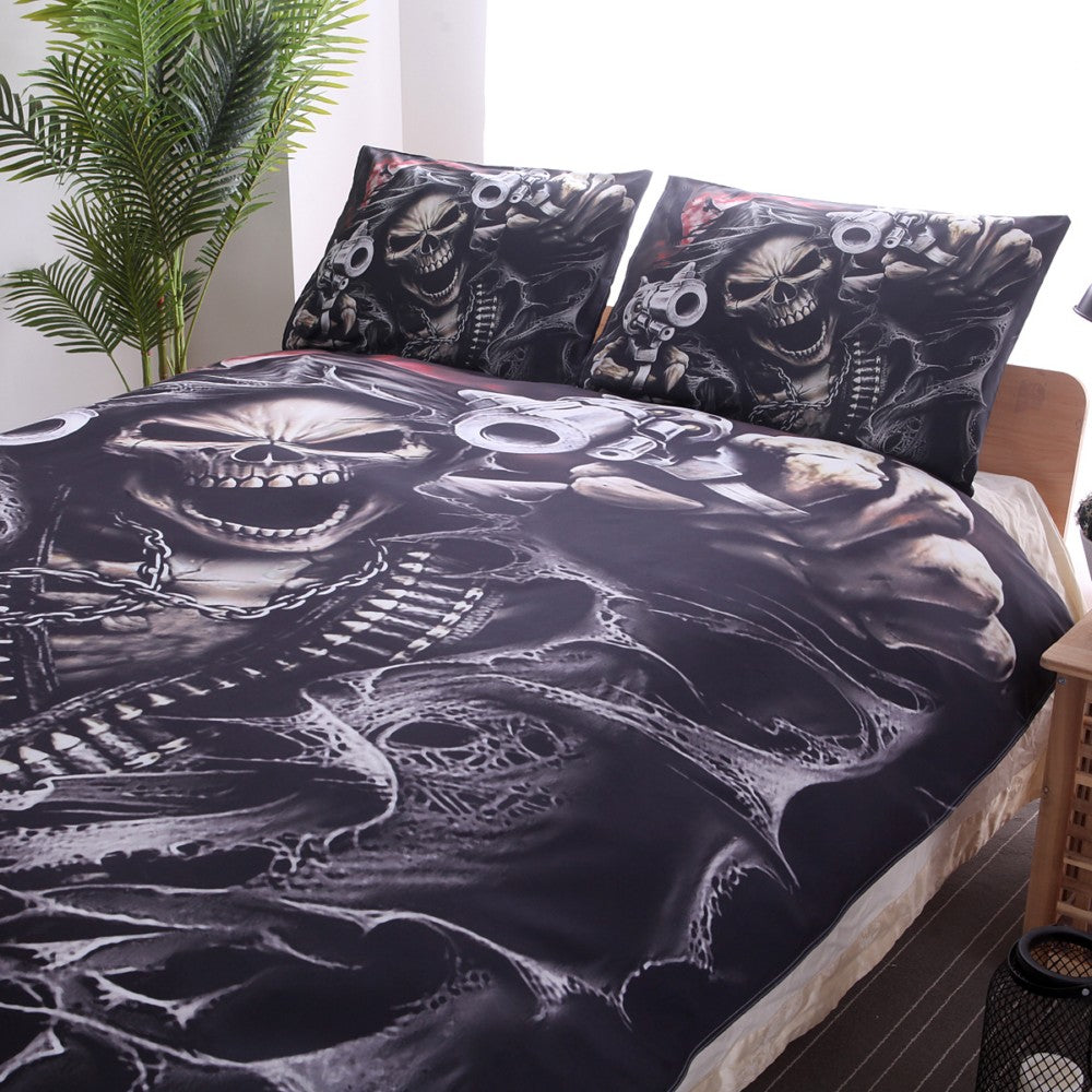 Warrior Skull Printed Duvet Cover Set 2/3pcs Single Queen King Bedclothes Bed Linen Bedding Sets