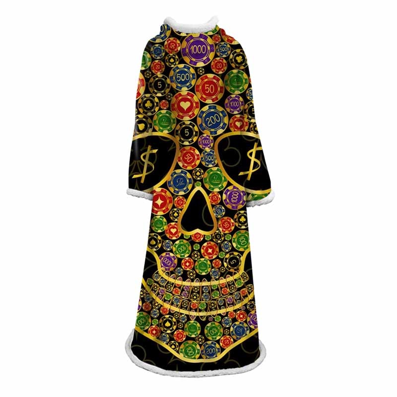 3D Printed Hot Stamping Sugar Skull Throw Blanket