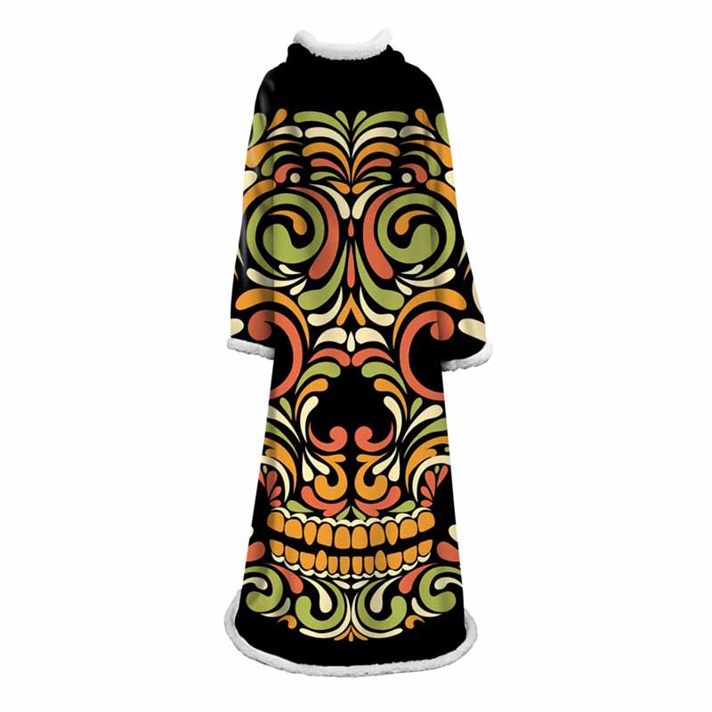 3D Printed Hot Stamping Sugar Skull Throw Blanket