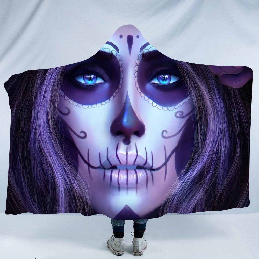 3D Printed Psychedelic Sugar Skull Hoodie Blanket