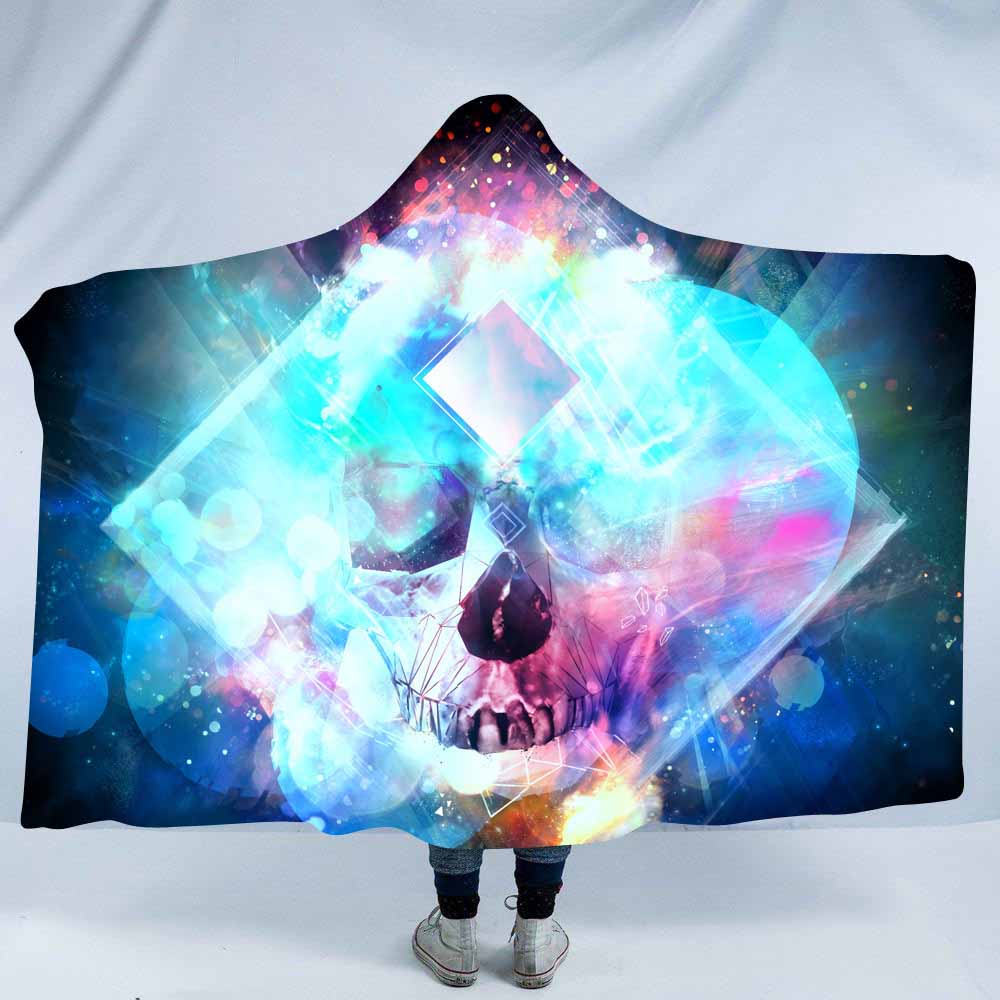 3D Printed Psychedelic Sugar Skull Hoodie Blanket