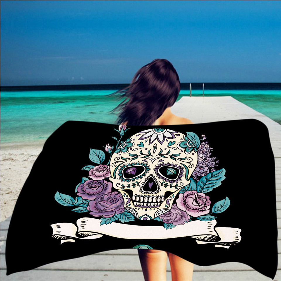 Sugar Skull Tapestry Wall Hanging Floral Home Decor Mandalas Wall Carpet Polyester Tapestry Beach Towels Sunblock Shawl