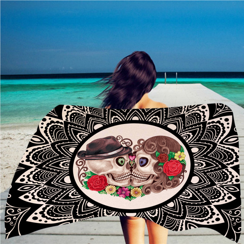 Sugar Skull Tapestry Wall Hanging Floral Home Decor Mandalas Wall Carpet Polyester Tapestry Beach Towels Sunblock Shawl