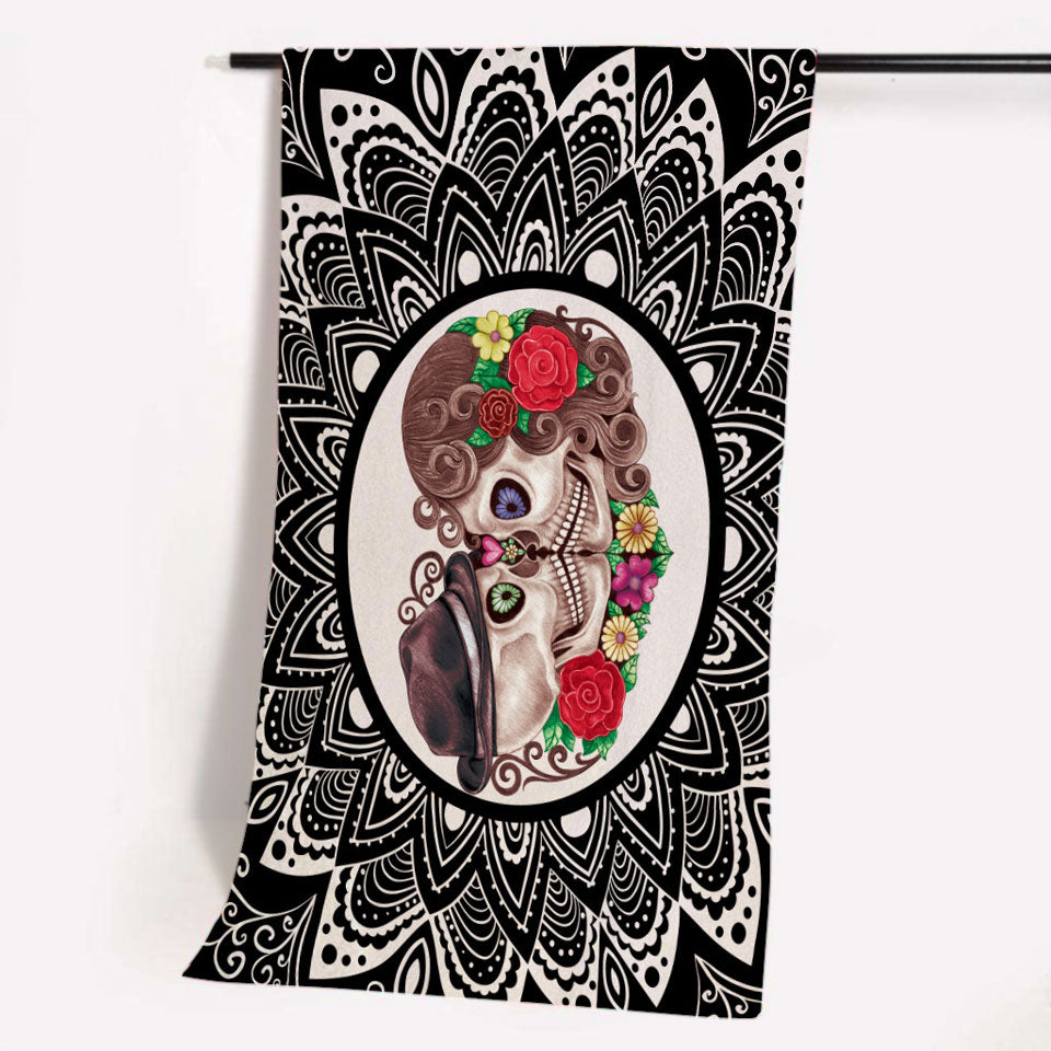 Sugar Skull Tapestry Wall Hanging Floral Home Decor Mandalas Wall Carpet Polyester Tapestry Beach Towels Sunblock Shawl