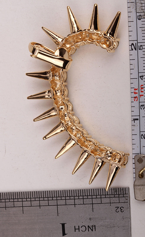 Left ear Spike wrap cuff clip earrings for women gold & silver color austrian crystal jewelry for women