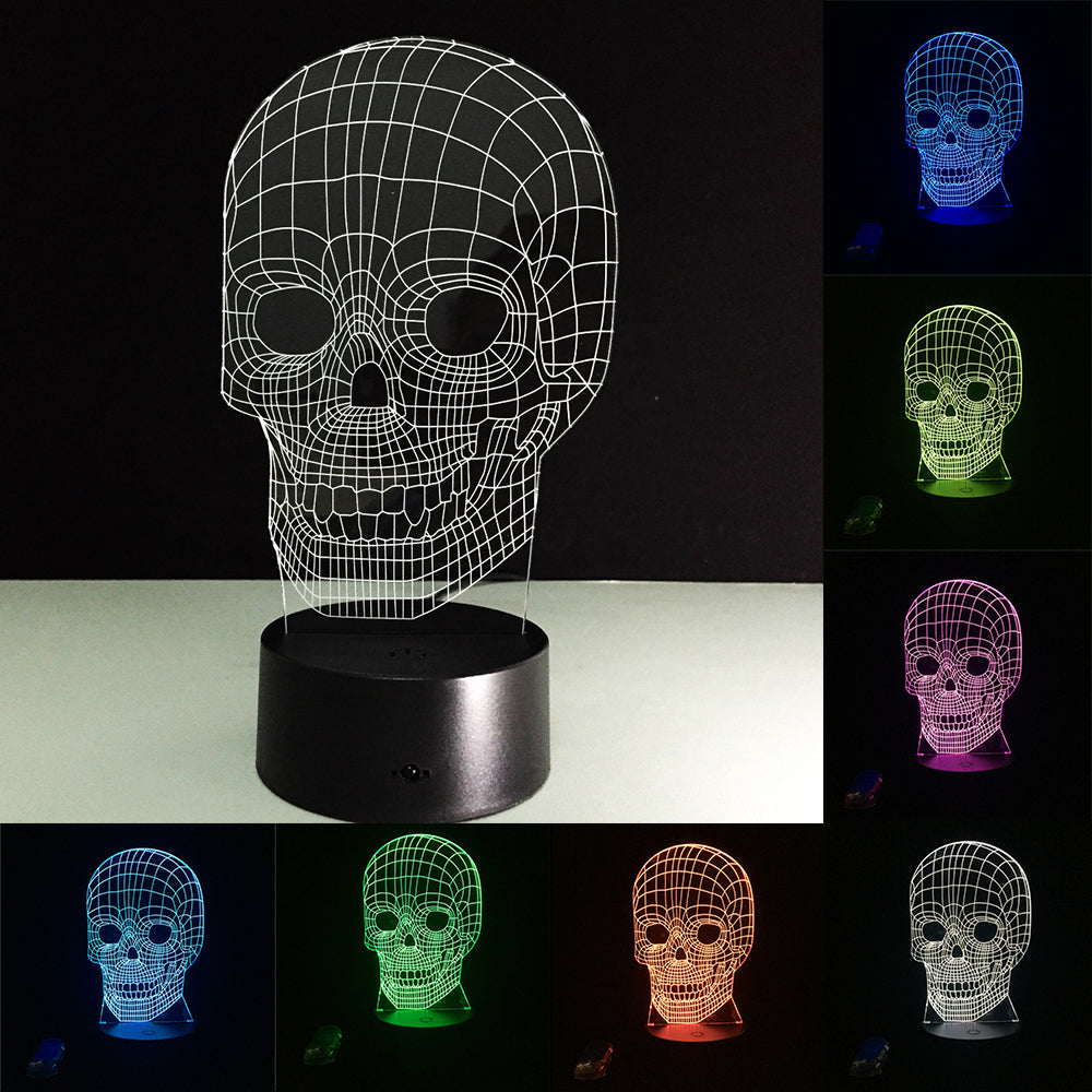 Luminarias Night Light 3D Lamp Skull 3D Lights 7 Colors Children's nightlight Visual Led Night Lights Illusion Mood Lamp