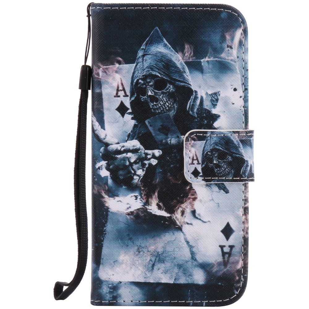 Skull Elephant Leather Flip Fundas Case For Samsung