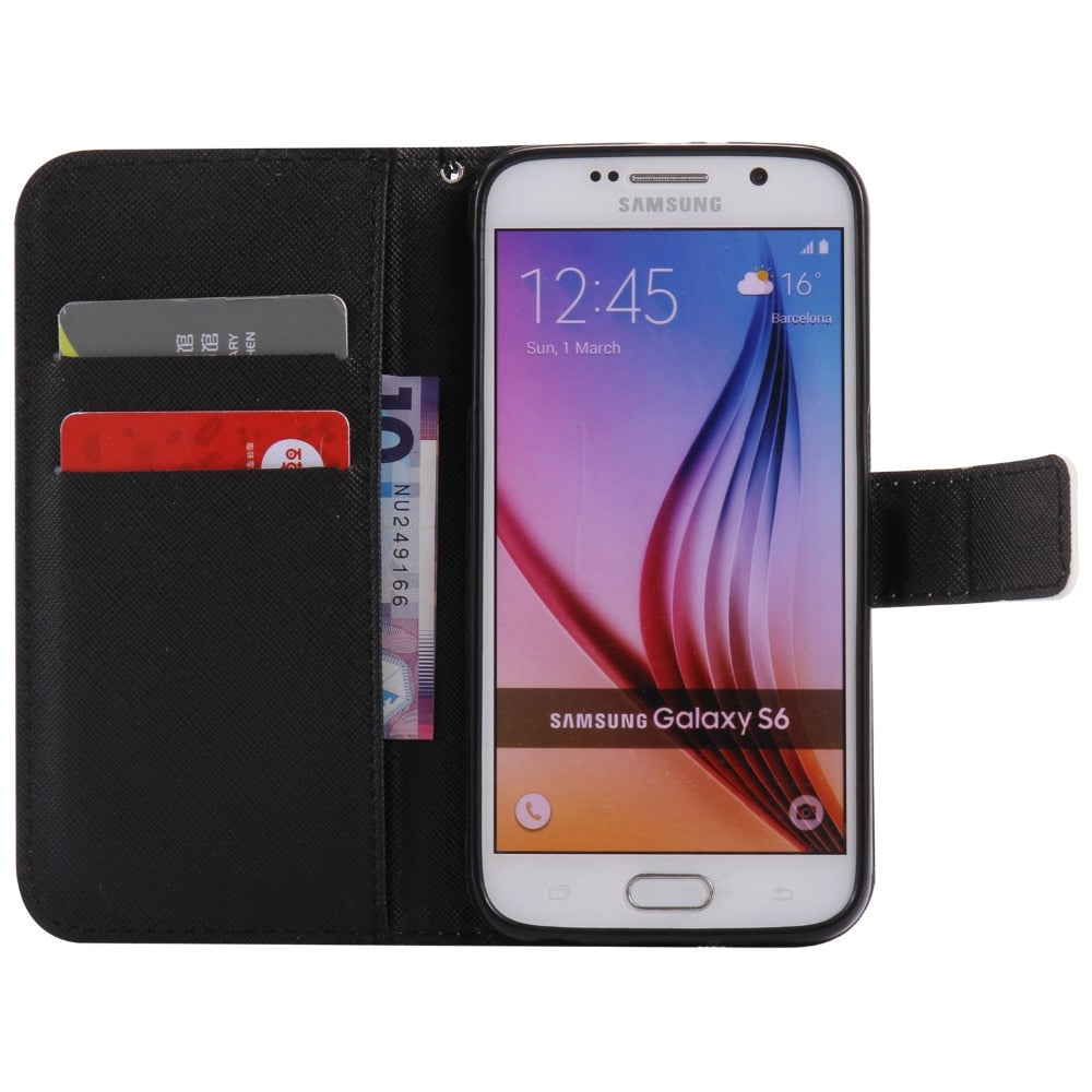Skull Elephant Leather Flip Fundas Case For Samsung
