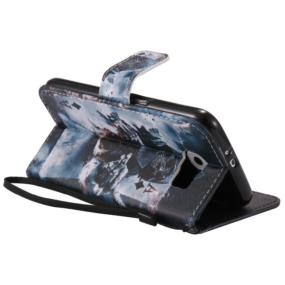Skull Elephant Leather Flip Fundas Case For Samsung