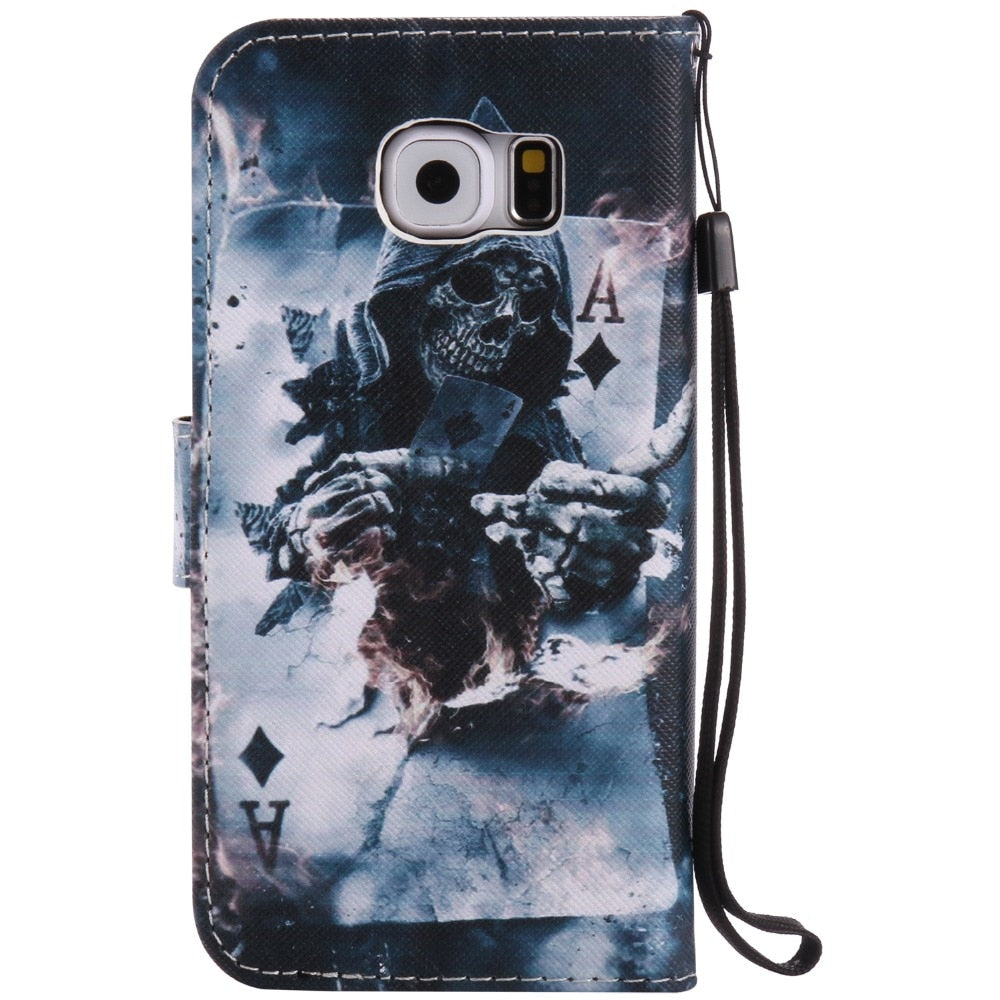 Skull Elephant Leather Flip Fundas Case For Samsung