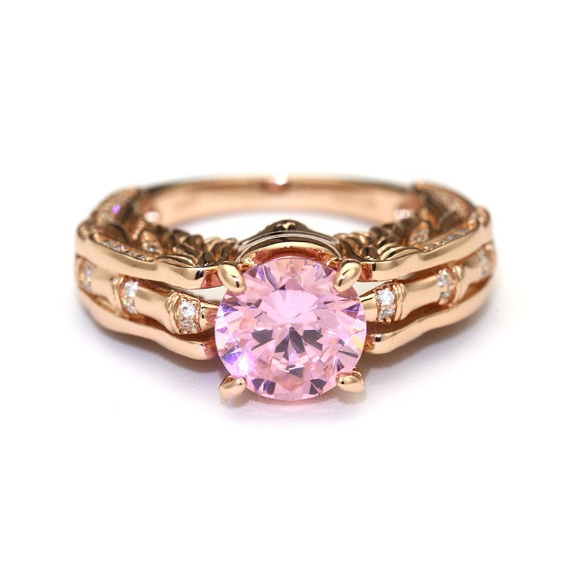 Luxury Rose Gold Ring Engagement Skull Angel Wings Rings For Women Gothic Red Cystal Wedding Band Bridal Accessory Jewelry