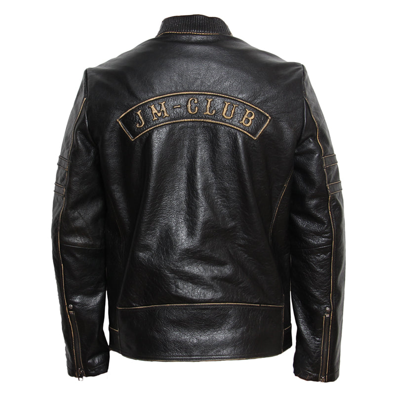 Motorcycle Leather Jacket Men Leather Jacket Skull Cowhide Black Vintage Genuine Leather Jacket Mens Biker Coat 092