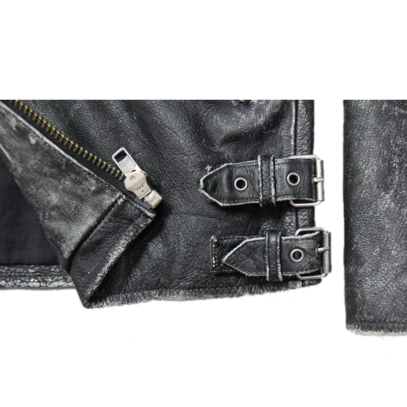 Vintage Men Leather Jacket Skull Calfskin Cowhide Motorcycle Jacket Motor Biker Clothing Distressed Leather Coat M135