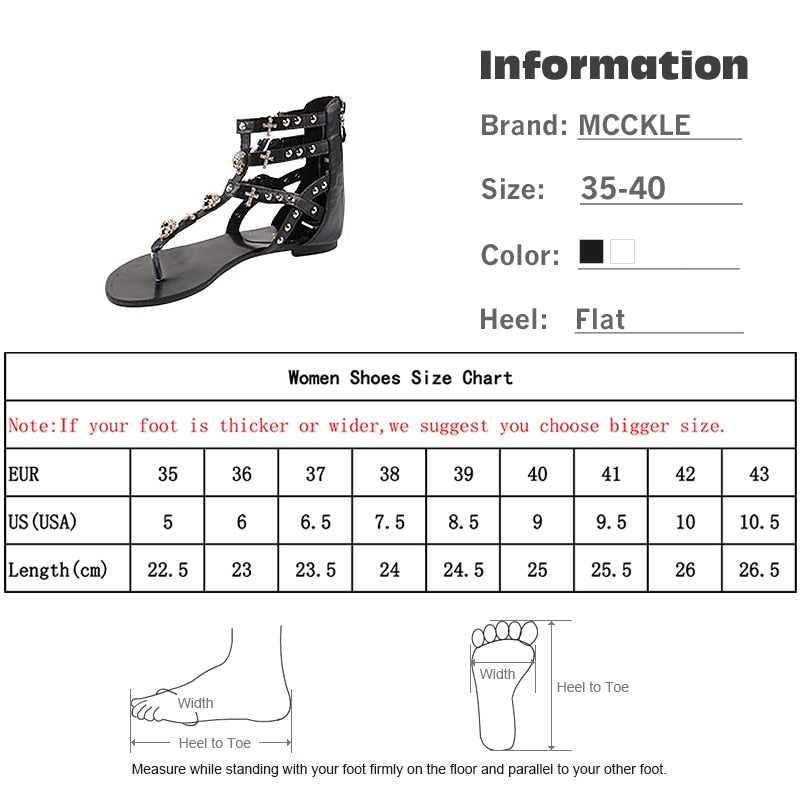 Woman Fashion Thong Sandals Rhinestone Crosses Skull