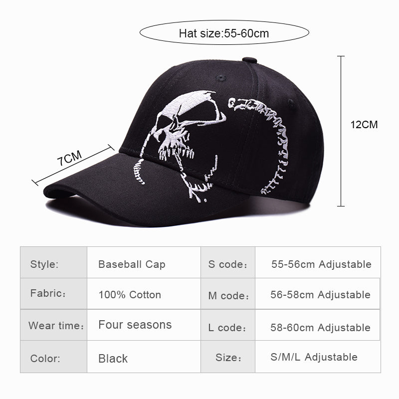 High Quality Baseball Cap Unisex Sports Leisure Hats Skull Embroidery Hip Hop Cap For Men and Women Snapback Caps