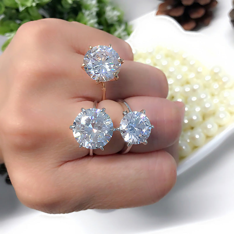 Silver Cubic Crystal Promise Wedding Rings for Women 5 Carat Bride Accessories Jewelry Rings