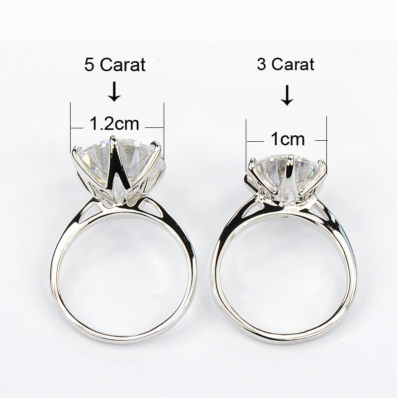 Silver Cubic Crystal Promise Wedding Rings for Women 5 Carat Bride Accessories Jewelry Rings
