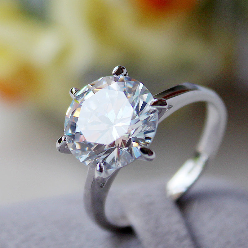 Silver Cubic Crystal Promise Wedding Rings for Women 5 Carat Bride Accessories Jewelry Rings