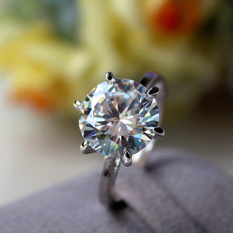 Silver Cubic Crystal Promise Wedding Rings for Women 5 Carat Bride Accessories Jewelry Rings